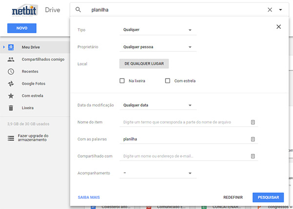 Google Drive busca de arquivos