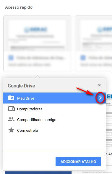 Atalho para arquivos no Google Drive