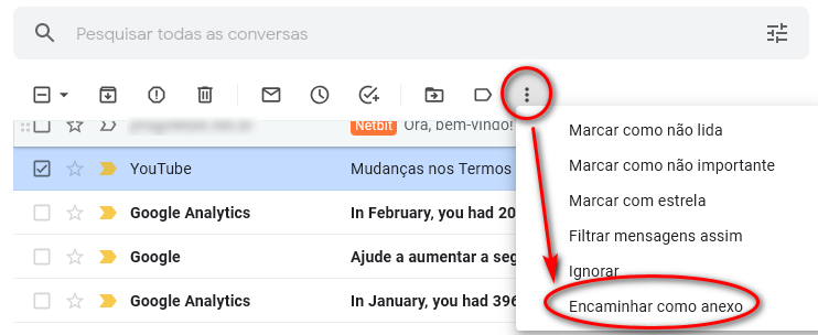 Encaminhar como anexo no GMail Netbit Pro Google Workspace